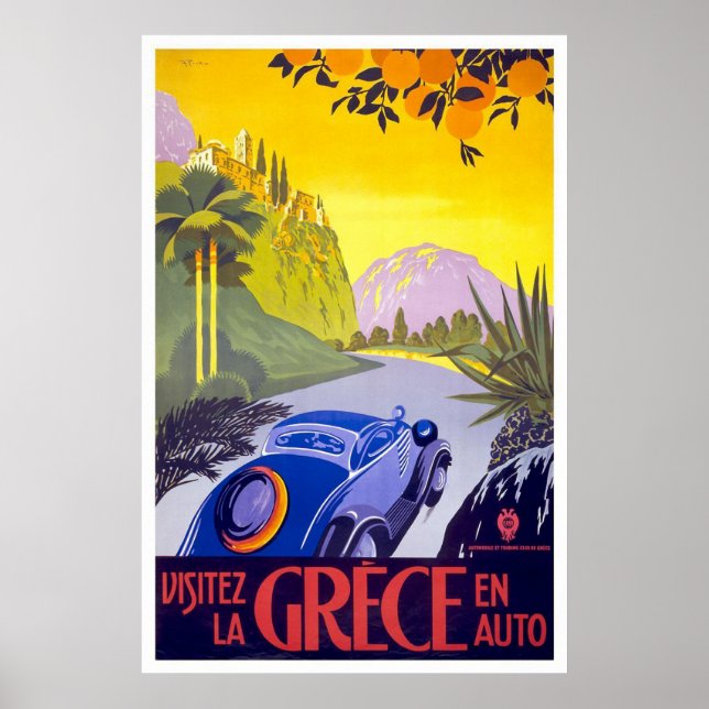"Visitez la Grece" Vintage Travel Poster (Front)