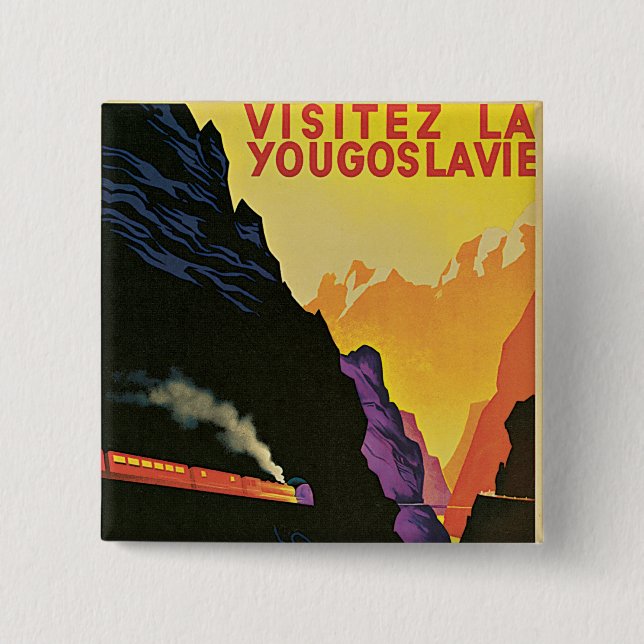 Visitez La Yougoslavie 15 Cm Square Badge (Front)