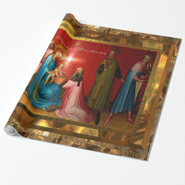 Visiting Baby Jesus  (30 feet) Wrapping Paper (Unrolled)