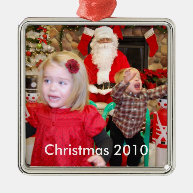 Visiting Santa, Christmas 2010 Metal Tree Decoration (Front)