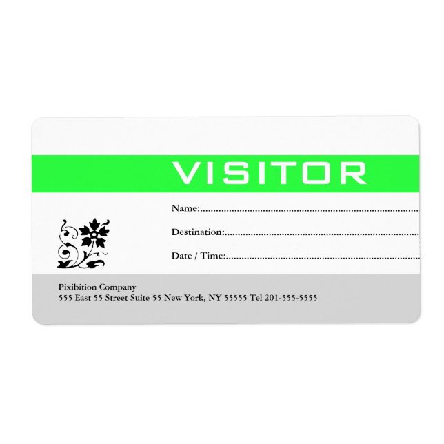 Visitor Badge Label Green (Front)