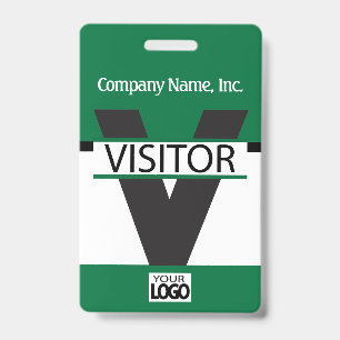 Visitor Badge with your Logo - Dark Green ID Badge