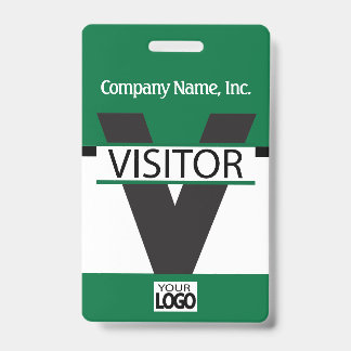 Visitor Badge with your Logo - Dark Green ID Badge