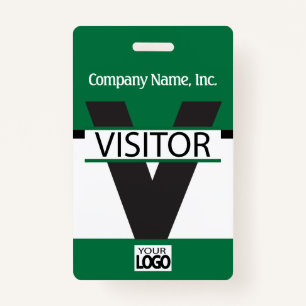 Visitor Badge with your Logo - Dark Green ID Badge