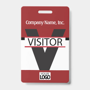 Visitor Badge with your Logo - Dark Red ID Badge