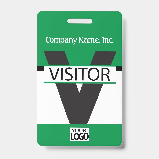 Visitor Badge with your Logo - Green ID Badge (Front)