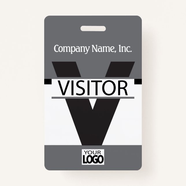 Visitor Badge with your Logo - Grey ID Badge (Front)