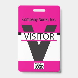 Visitor Badge with your Logo - Pink ID Badge