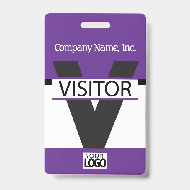 Visitor Badge with your Logo - Purple ID Badge (Front)