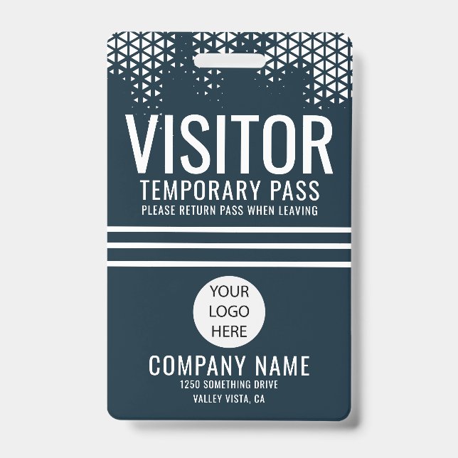 Visitor Blue Company Logo Visitor Pass ID Badge (Front)