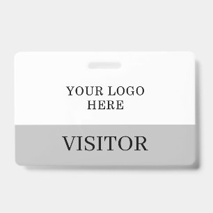 Visitor ID in White & Grey Horizontal Customise Badge