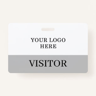 Visitor ID in White & Grey Horizontal Customise ID Badge