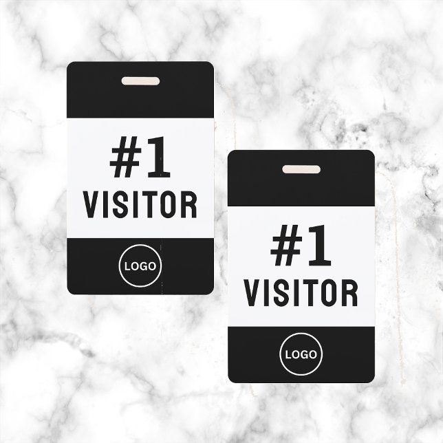 Visitor Logo Company Black Simple Modern ID Badge (Creator Uploaded)