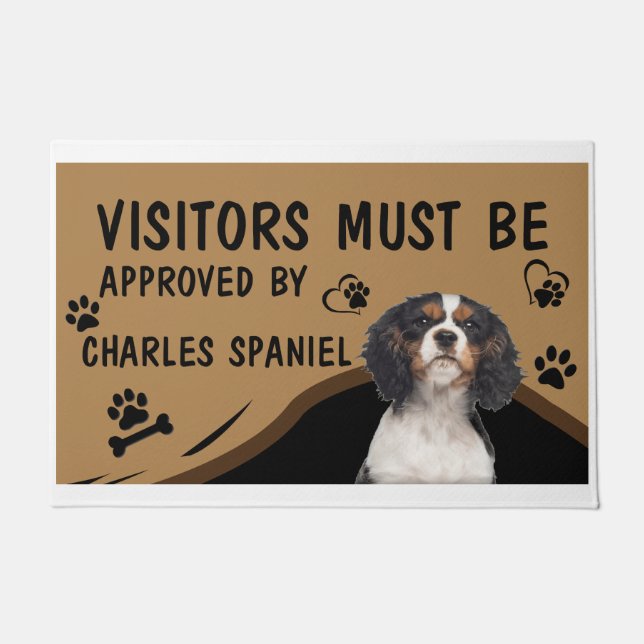 Visitor Must Be Approved By Charles Spaniel  Doormat (Front)