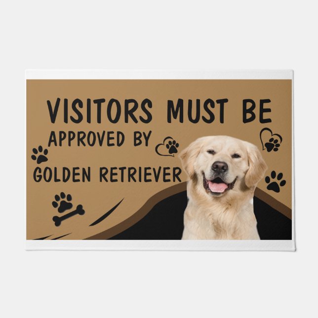 Visitor Must Be Approved By Golden Retriever Doormat (Front)