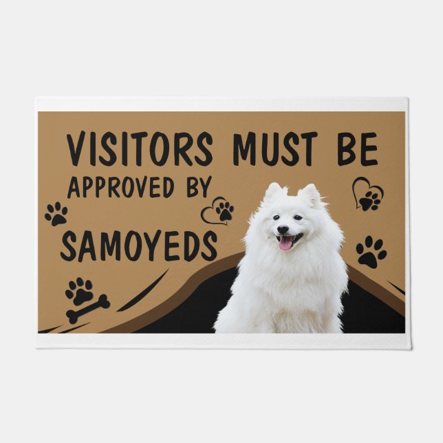 Visitor Must Be Approved By Springer Samoyeds Doormat (Front)