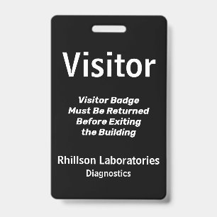 Visitor Pass Badge Black and White Vertical Design ID Badge