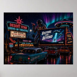 Visitors from Beyond Retro Sci-Fi Drive-In Poster