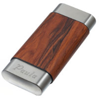 Visol Natural Wood and Stainless Steel Cigar Case
