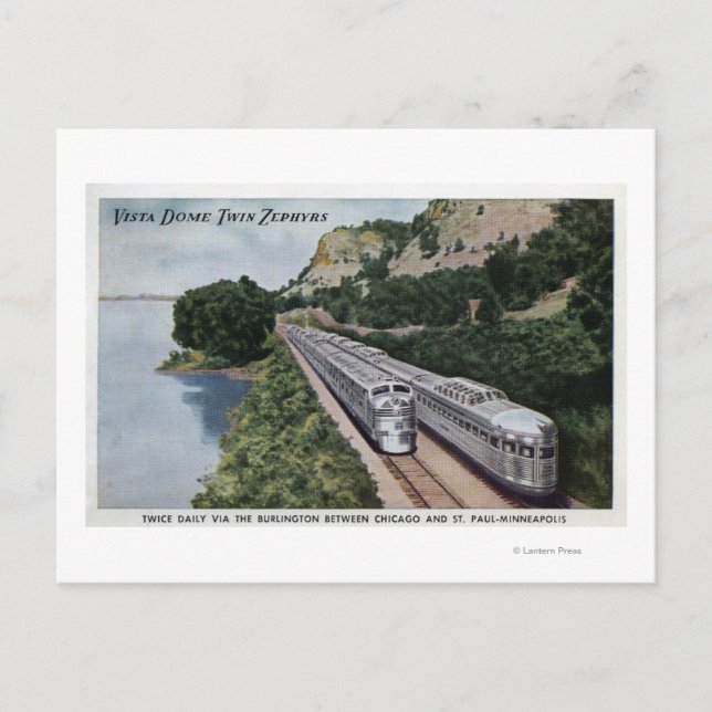 Vista Dome Twin Zephers Railroad Postcard (Front)