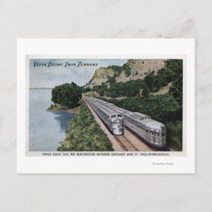 Vista Dome Twin Zephers Railroad Postcard
