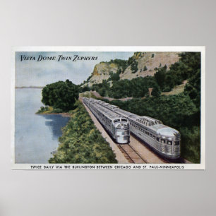 Vista Dome Twin Zephers Railroad Poster