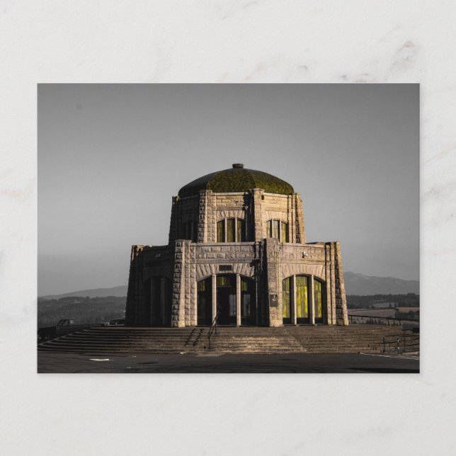 Vista House in Oregon, with only the colour green Postcard (Front)