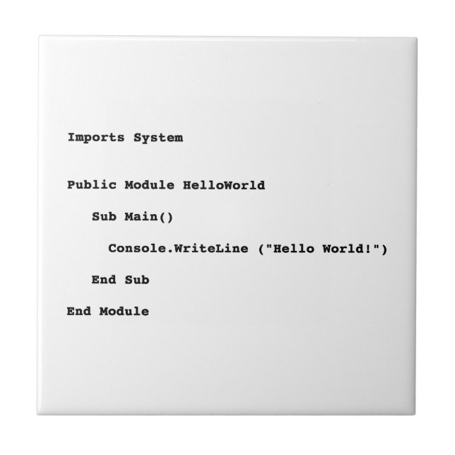 Visual Basic Hello World Greeting Ceramic Tile (Front)