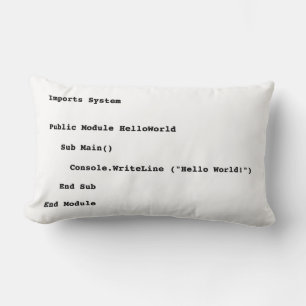 Visual Basic Hello World Greeting Lumbar Cushion