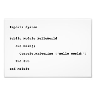 Visual Basic Hello World Greeting Photo Print