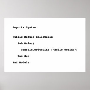 Visual Basic Hello World Greeting Poster