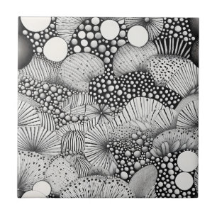 Visual Black White Abstract Contrast Movement Ceramic Tile