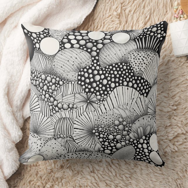 Visual Black White Abstract Contrast Movement Cushion (Blanket)