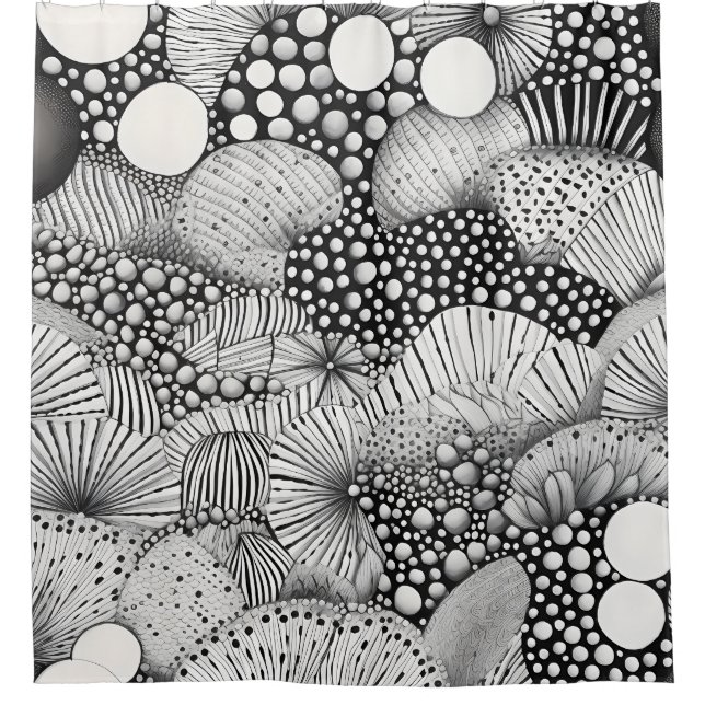 Visual Black White Abstract Contrast Movement Shower Curtain (Front)