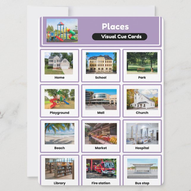 Visual Cue Cards – Realistic Purple Places Collect (Front)