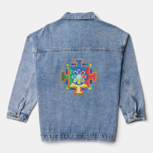 Visual Harmony Mandala of Creation Watercolor Denim Jacket