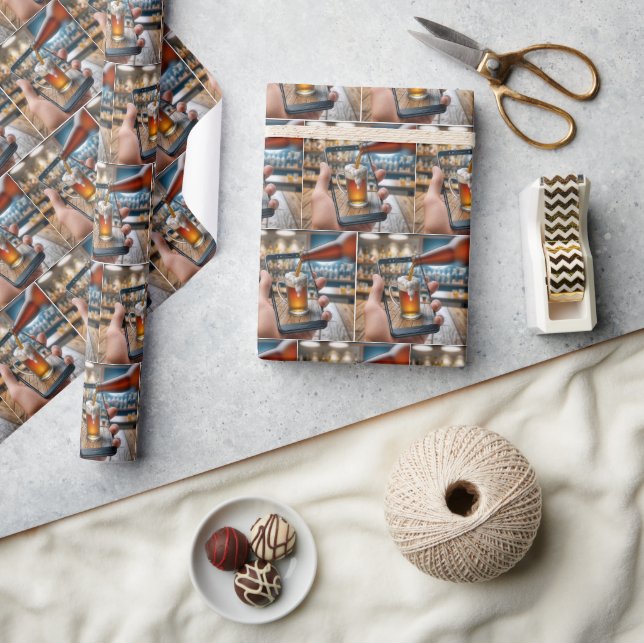 Visual Illusion Beer On Smartphone Wrapping Paper (Crafts)