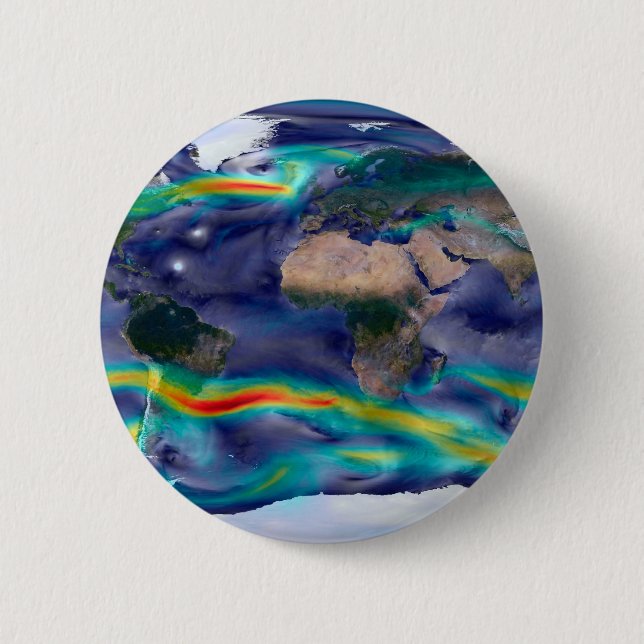 Visualisation Of Global Winds. 6 Cm Round Badge (Front)