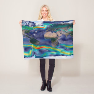Visualisation Of Global Winds. Fleece Blanket