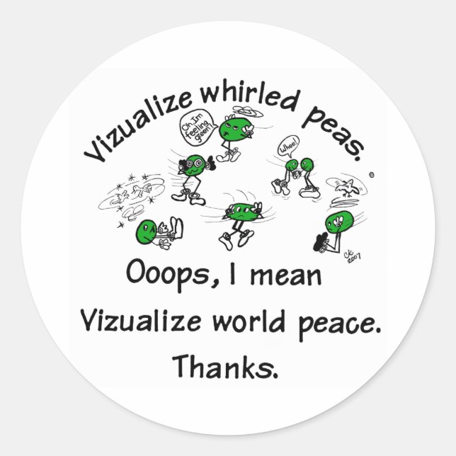 Visualise Whirled Peas Classic Round Sticker (Front)