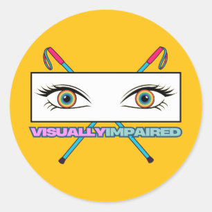 visually impaired eye rainbow - yellow background classic round sticker