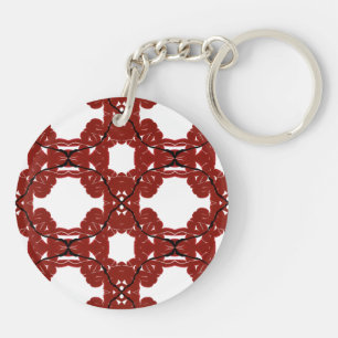 Vitae Red Abstract Acrylic Paint Pour Fluid Art Key Ring