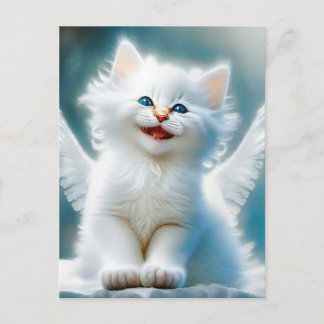 Vitage Kitten Angel Postcard