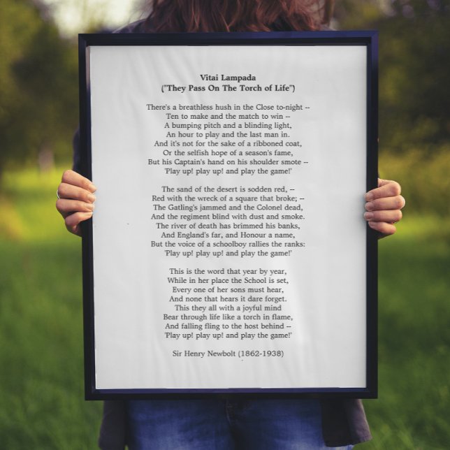 Vitai Lampada Newbolt Poem Poster (Creator Uploaded)