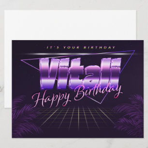 Vitali Name Vorname lila retro Karte Geburtstag Card