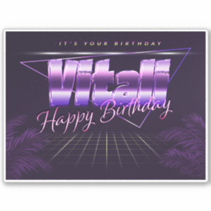 Vitali Name Vorname lila retro Sticker Geburtstag