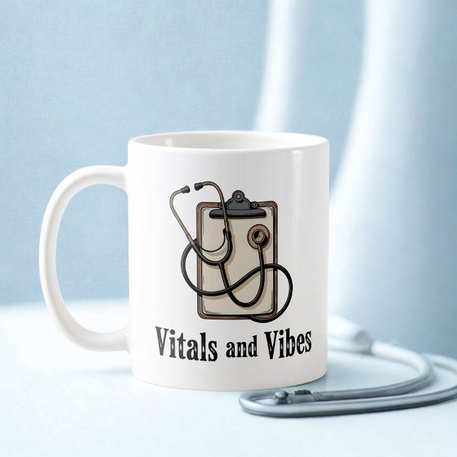 Vitals and Vibes | Healthcare Humor Design   Coffee Mug (Creator Uploaded)