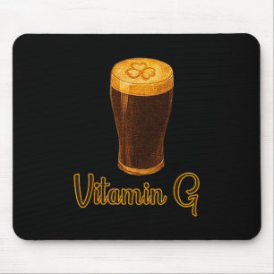 Vitamin Beer Lucky Shamrock Funny Patrick’s Day Me Mouse Pad