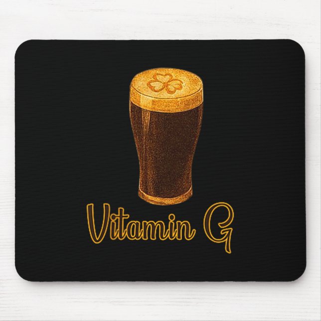 Vitamin Beer Lucky Shamrock Funny Patrick’s Day Me Mouse Pad (Front)