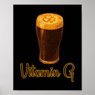 Vitamin Beer Lucky Shamrock Funny Patrick’s Day Me Poster